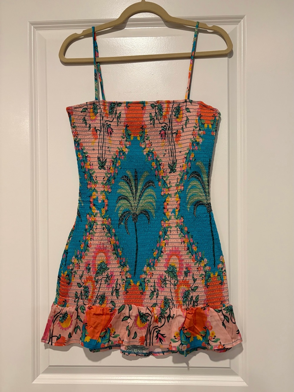 Maaji Blue and Pink Smocked Floral Woman’s Dress